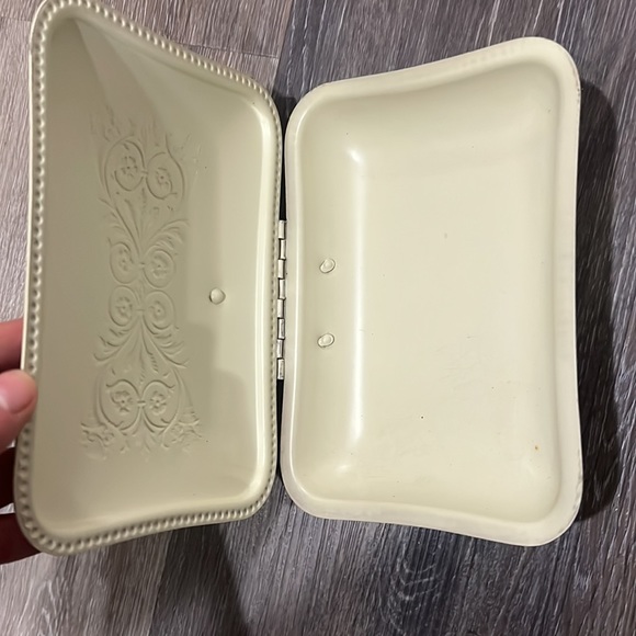 Vintage hand painted metal floral cream gold silent butler - Picture 5 of 9